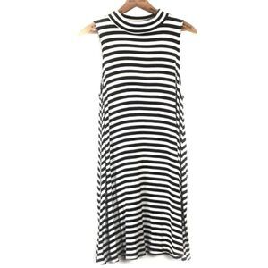 Soprano Mock Neck Sleeveless Striped Dress